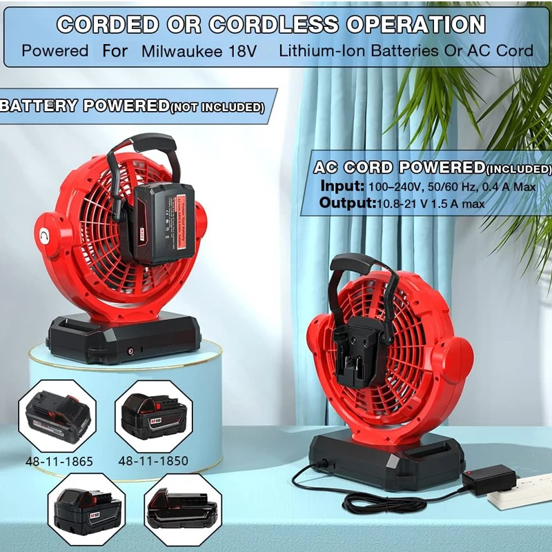 Power Tools Construction - Cordless Fan For Milwaukee 18V Li-ion